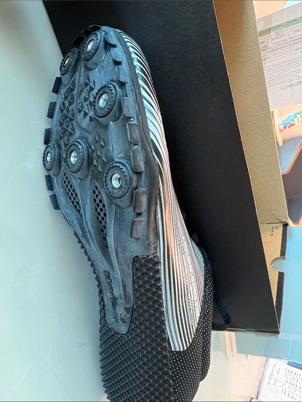 Under Armour Black & White Striped Athletic Cleats